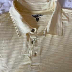 Pebble Beach Men’s Light yellow and white striped polo size XL SKU 46